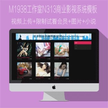  M1938工作室N313商业影视系统模板+视频上传+限制试看会员VIP功能+图片+小说